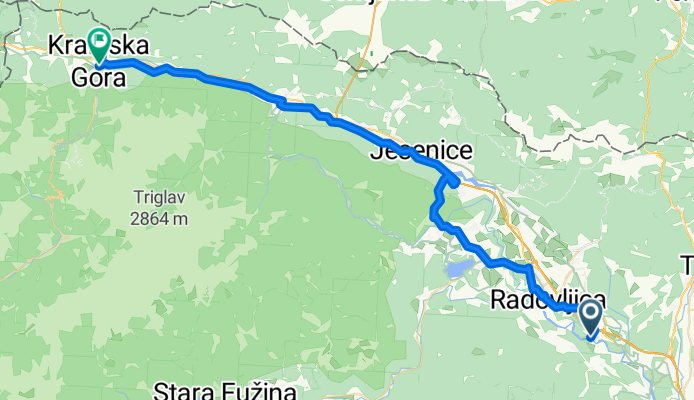 Eco River camp (Radovljica)-Natura Eco camp (Kranjska Gora) 50 km