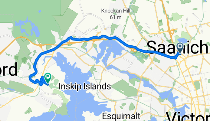 Blanshard St, Saanich to Juan De Fuca Recreation Centre and Golf, Colwood