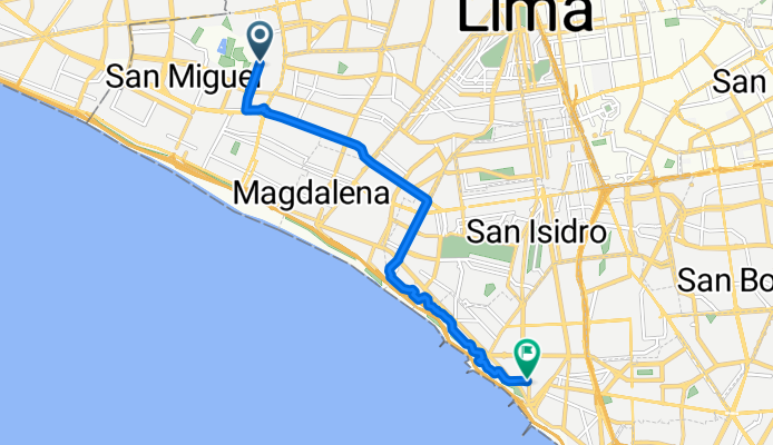 De Avenida José de la Riva Agüero a Calle Almirante Miguel Grau