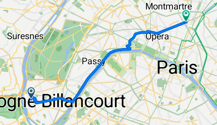 Rue de Bellevue, Boulogne-Billancourt à Rue de Dunkerque, Paris