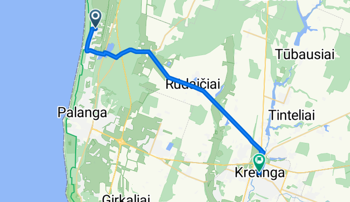 Vaivorykštės g., Palanga to Rotušės a., Kretinga