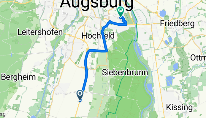 B17, Augsburg nach Matthias-Claudius-Straße, Augsburg