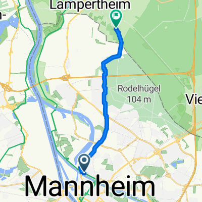 Neckarstadt-West, Mannheim nach Am Sportfeld, Lampertheim