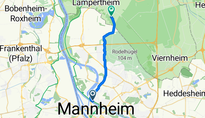 Neckarstadt-West, Mannheim nach Am Sportfeld, Lampertheim