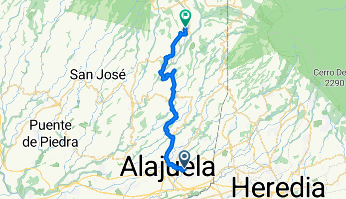 Alajuela a Fraijanes por Sabanilla y Sabana Redonda