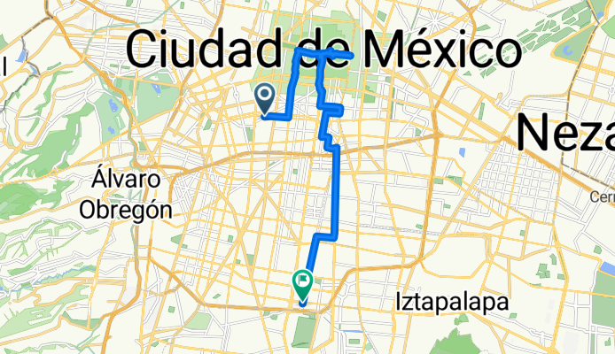 Ruta desde el Hospital general, Centro histórico hasta metro Ermita de la 12