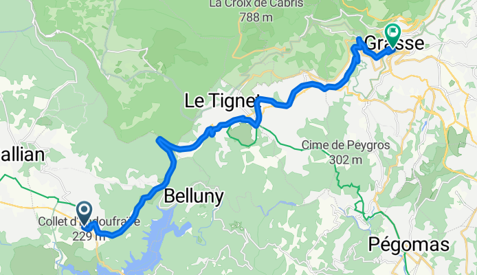 Route de l'Ecole du Lac nach Rue Mougins Roquefort