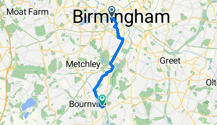 Kingston Row, Birmingham to Pershore Road, Birmingham