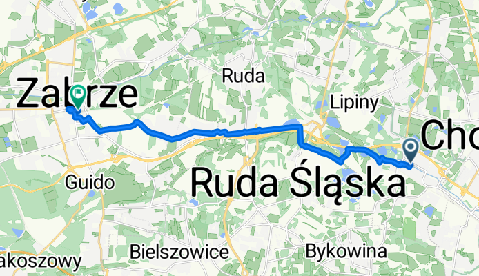 Pocztowa 8, Świętochłowice do plac Dworcowy 2, Zabrze