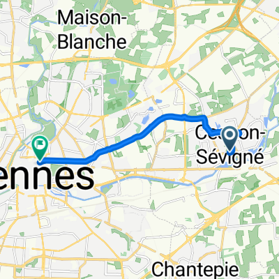 Rue Saint-Martin, Cesson-Sévigné à Rue de Robien, Rennes