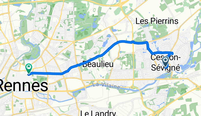 Rue Saint-Martin, Cesson-Sévigné à Rue de Robien, Rennes