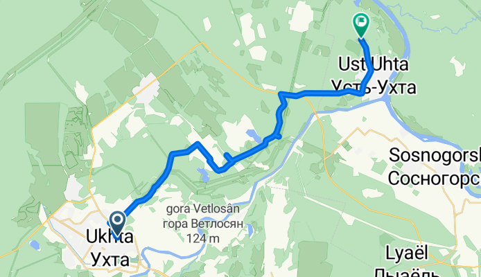 Юбилейная улица, Ухта до Муниципальный Район Сосногорск
