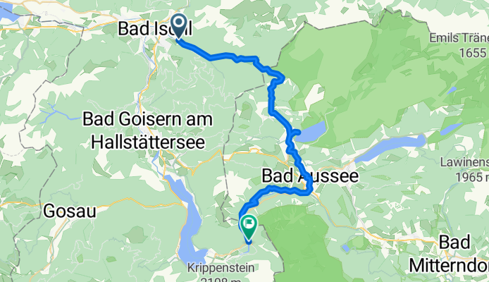 47.706, 13.647 nach 47.565, 13.722