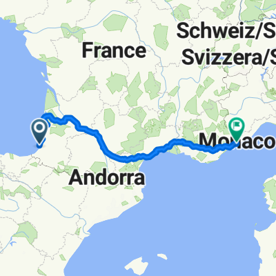 Avenue des Hortensias, Soorts-Hossegor à Chemin des Révoires, Monaco