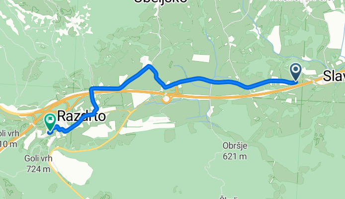 Regionalna Cesta 409, Hruševje nach Regionalna Cesta 444, Hruševje