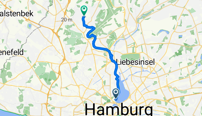 Alsterufer, Hamburg nach Sethweg, Hamburg