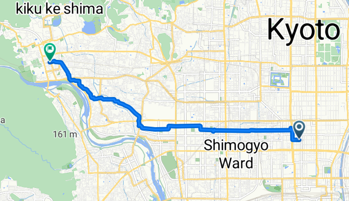 Yabushitacho, Kyoto to Sagatenryujikitatsukurimichicho, Kyoto