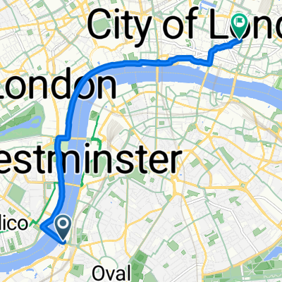 Bondway, London에서 Old Broad Street, London까지