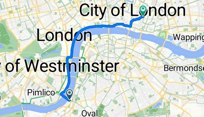 Bondway, London에서 Old Broad Street, London까지