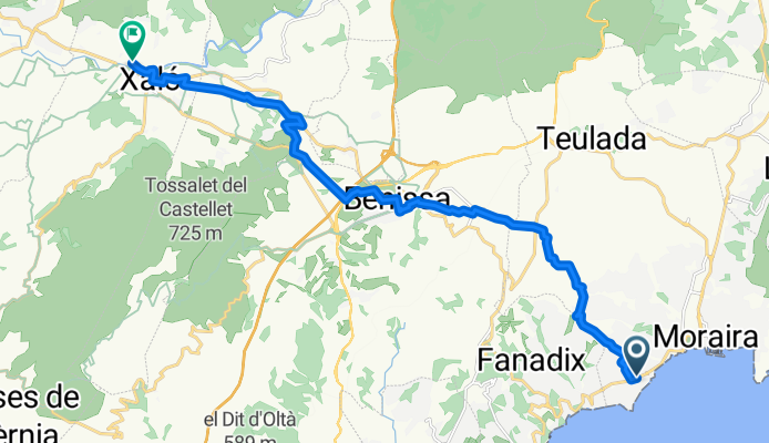 Calle del Cabo Azul, Teulada to Avenida del Rey Juan Carlos I, Xaló