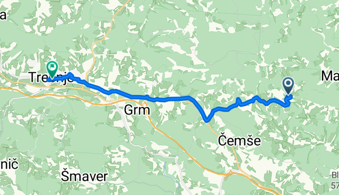 Vrh pri Trebelnem to Železniška postaja Trebnje