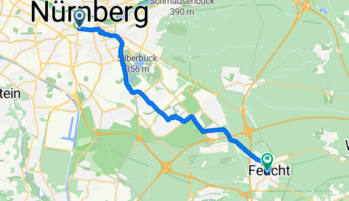 Schottengasse, Nürnberg to Pfinzingstraße, Feucht