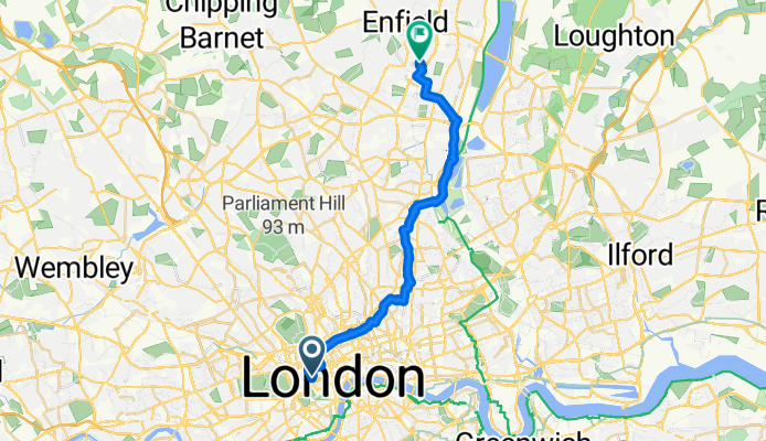 Vigo Street, London to Gardenia Road, Enfield