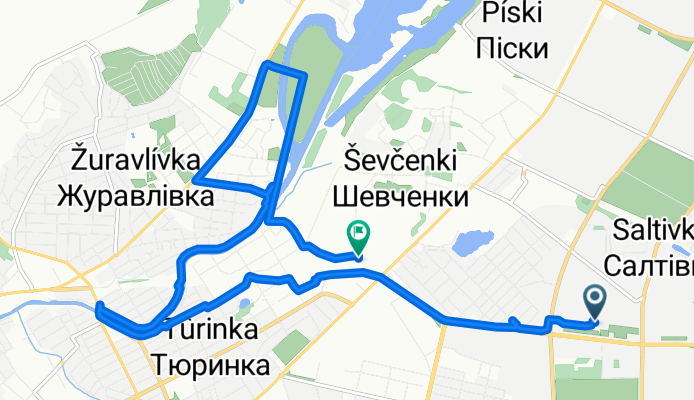 От проспект Тракторобудівників 65Д до вулиця Олександра Подольського