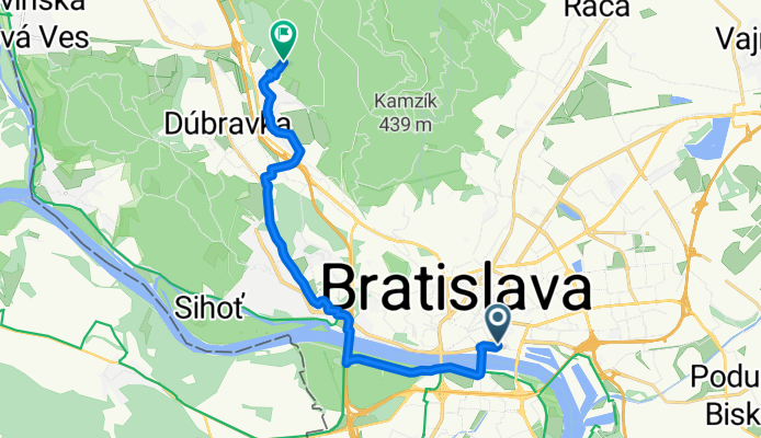 Nám Milana Rastislava Štefánika, Bratislava II до Plánky, Bratislava IV