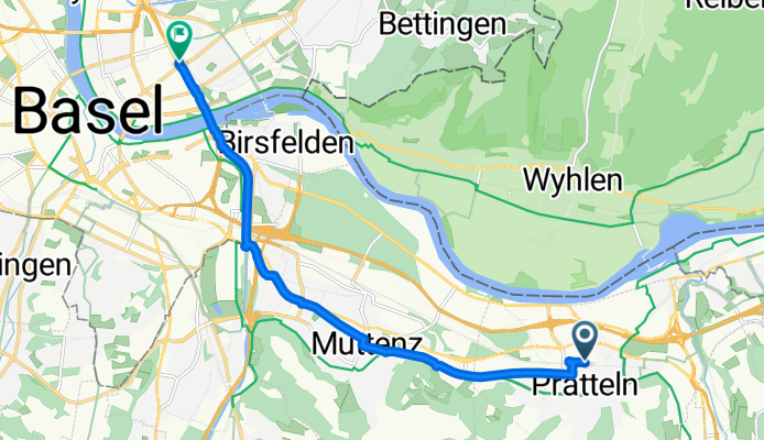 Wasenstrasse, Pratteln nach Schwarzwaldallee, Basel