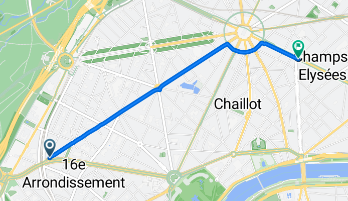 Boulevard Flandrin, Paris à Rue Quentin Bauchart, Paris