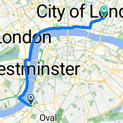 South Lambeth Road, London에서 Old Broad Street, London까지