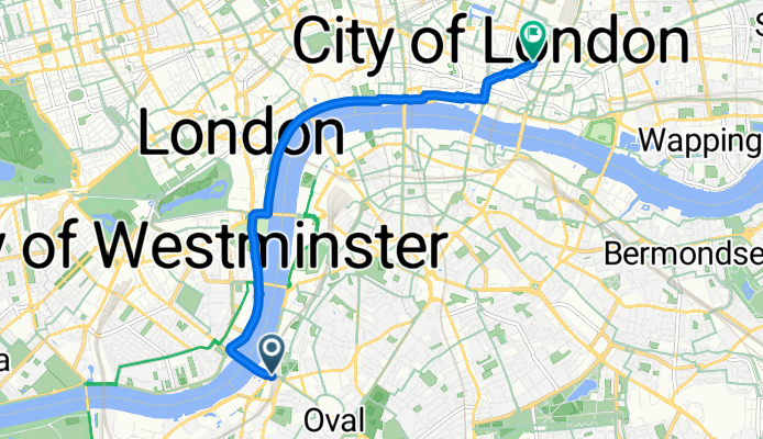 South Lambeth Road, London에서 Old Broad Street, London까지