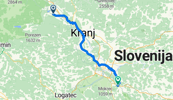 Ulica I. grupe odredov to Ljubljanska cesta 105a