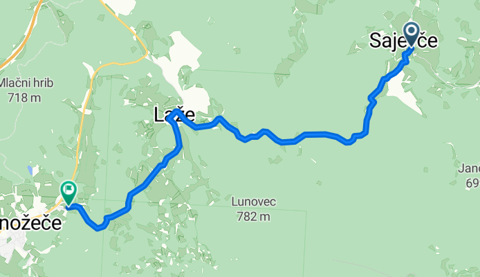 Sajevče, Hruševje nach Senožeče, Senožeče