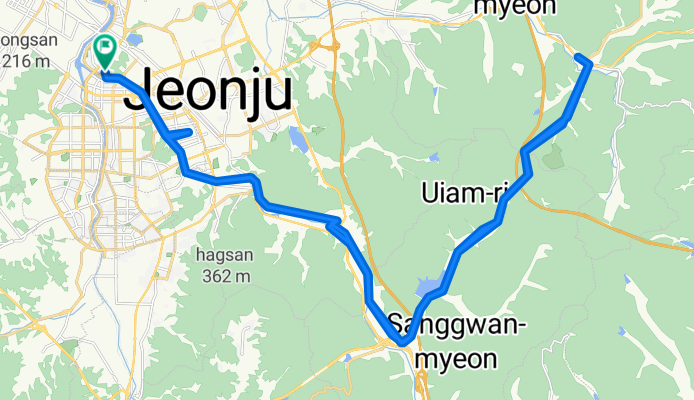 덕진동2가, 전주시에서 덕진동2가, 전주시까지