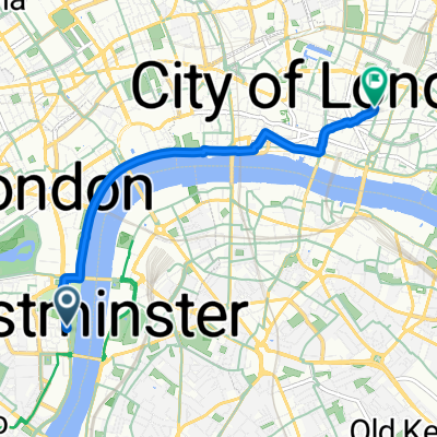Thames House, London에서 Old Broad Street, London까지
