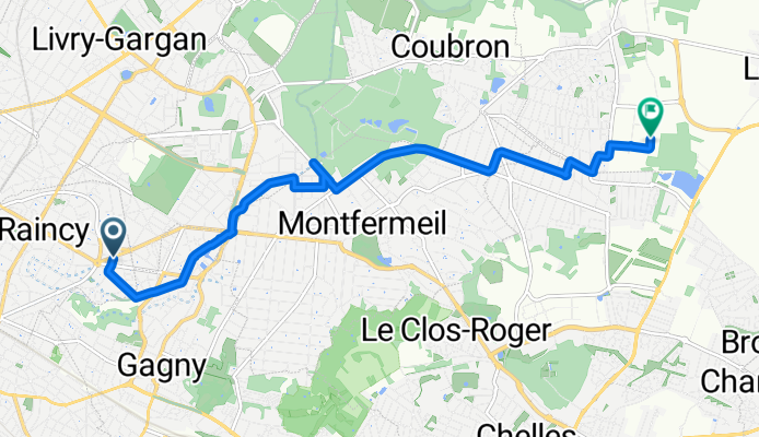 Boulevard de l'Est, Le Raincy à Rue de la Régalle, Courtry