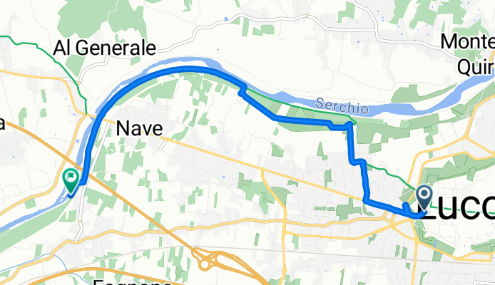 43.842, 10.497 nach 43.843, 10.444