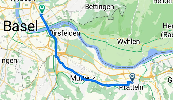 Münchackerstrasse, Pratteln nach Hirzbrunnen, Basel