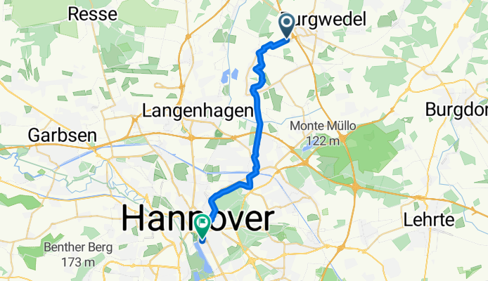 Isernhägener Straße, Burgwedel nach Wiesenstraße, Hannover