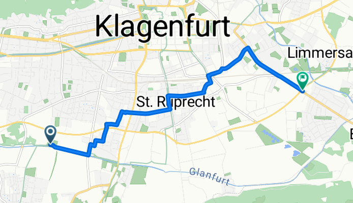 Route nach Klagenfurt am Wörthersee
