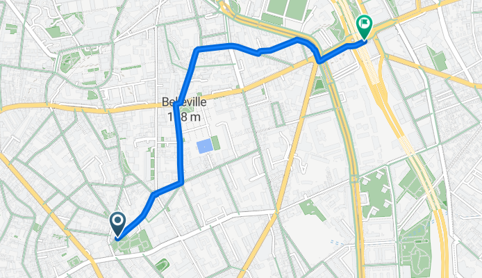 Square Brizeux, Paris à Avenue de la Porte des Lilas, Paris