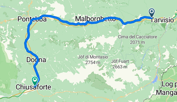 A23, Tarvis nach Via Radweg, Chiusaforte