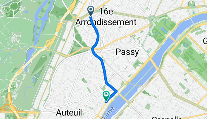 Boulevard Flandrin, Paris à Avenue de Versailles, Paris