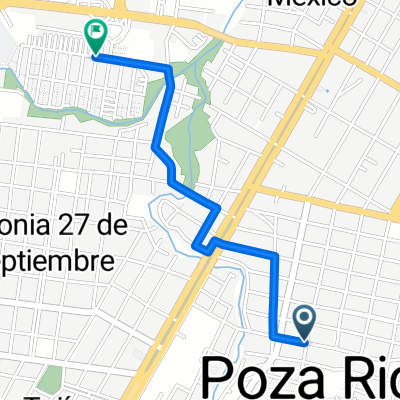 Calle Guayacán, Poza Rica de Hidalgo a Calle Tulum, Poza Rica de Hidalgo