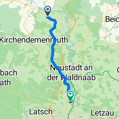 От Nottersdorf 3, Windischeschenbach до Pfeifferstraße 2, Weiden in der Oberpfalz