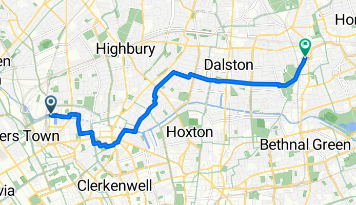 Camden, London to Sylvester Path, London