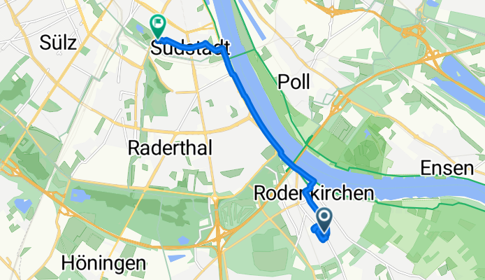 Route nach Vorgebirgstraße, Köln