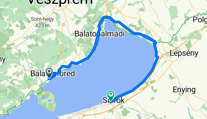 Anna sétány, Balatonfüred do Kiss János Altábornagy utca, Siófok